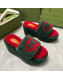 Gucci Wedge Shearling Slide Sandals with Interlocking G 12cm Green 2021