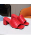 Prada Calf Leather Medium Heel Slide Sandals 7cm Red 2022