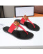 Gucci GG Leather Thong Sandal with Double G Red 2022 46