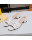 Fendi Stone Embossed Leather Slide Sandals 4cm White 2022