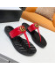 Gucci Chevron Leather Thong Sandal with Double G Red 2022 56