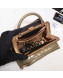 Chanel Crocodile Embossed Calfskin Kiss-Lock Double Top Handle Bag AS0796 Gold/Black 2019