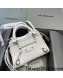 Balenciaga Neo Classic Mini Bag in Maxi-Crocodile Embossed Leather White/Silver 2021 638512