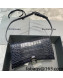 Balenciaga Hourglass Sling Shoulder Bag in Shiny Crocodile Embossed Calfskin Dark Blue 2021