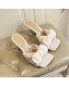 Bottega Veneta Towel Bow High Heel Slide Sandals 10cm White 2022