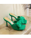 Bottega Veneta Towel Bow High Heel Slide Sandals 10cm Green 2022