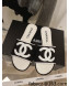 Chanel Tweed Flat Slide Sandals Black/White 2022 030511