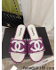 Chanel Tweed Flat Slide Sandals Purple 2022 030517