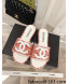Chanel Tweed Flat Slide Sandals Orange 2022 030520