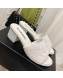 Chanel Tweed Medium Heel Slide Sandals 4.5cm White 2022 030523