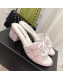 Chanel Tweed Medium Heel Slide Sandals 4.5cm Pink/White 2022 030527