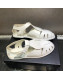 Chanel Shiny Leather Roman Flat Sandals White 2022 06