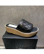 Chanel Lambskin Wedge Slide Sandals 6.5cm Black 2022 04