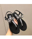 Chanel Grosgrain Flat Thong Sandals G38853 Black 2022