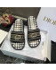 Dior Dway Slide Sandals in Black Cotton Embroidery with Micro Houndstooth 2021 23