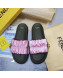 Fendi Feel Satin Drawstring Flat Slide Sandals Pink 2022 032240