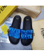 Fendi Feel Satin Drawstring Flat Slide Sandals Blue 2022 032242