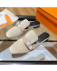 Hermes Suede Buckle Flat Slide Sandals Beige 2022 17