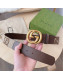 Gucci Maxi GG Canvas and Leather Belt 4cm with Interlocking G Buckle Beige/Brown/Aged Gold 2021