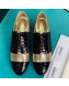 Chanel Metallic and Patent Calfskin Flat Lace-Ups Loafers G34128 Gold 2019