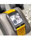 Hermes Cape Cod Crocodile Embossed Leather Crystal Square Watch Yellow 2019