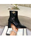 Gucci Patent Leather Bee Mid-Heel Short Boot Black 2019