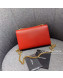 Saint Laurent Small Kate Chain Crossbody Bag in Grained Leather 470429 Red 2019
