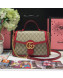 Gucci GG Leather Marmont Matelassé Small Top Handle Bag 498110 Beige/Red 2019