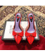 Gucci Patent Leather Heel 8CM Mules with Bow Red 2019