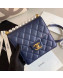 Chanel Quilted Iridescent Lambskin Pearls Flap Bag AS0584 Blue 2019