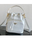 Prada Small Leather Pocket Drawstring Bucket Bag 1BH038 White 2019