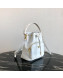 Prada Small Leather Pocket Drawstring Bucket Bag 1BH038 White 2019