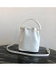 Prada Small Leather Pocket Drawstring Bucket Bag 1BH038 White 2019