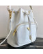 Prada Small Leather Pocket Drawstring Bucket Bag 1BH038 White 2019