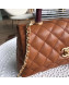 Chanel Grained Calfskin Flap Top Handle Bag Brown 2019