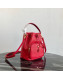 Prada Small Leather Pocket Drawstring Bucket Bag 1BH038 Red 2019