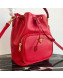 Prada Small Leather Pocket Drawstring Bucket Bag 1BH038 Red 2019