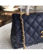 Chanel Grained Calfskin Flap Top Handle Bag Dark Blue 2019