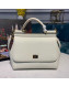Dolce&Gabbana Classic Medium Sicily Palm-Grained Leather Top Handle Bag White