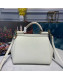 Dolce&Gabbana Classic Medium Sicily Palm-Grained Leather Top Handle Bag White
