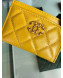 Chanel Quilted Lambskin Chain CC Card Holder AP0731 Yellow 2019