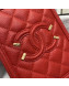Chanel Grained Calfskin Long Vanity Case Top Handle Bag AS0988 Red 2019