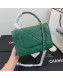Chanel Maxi Quilted Lambskin Small Flap Bag with Top Handle Bag A92236 Green 2019