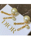 Dior Tribales Pearl Tassel Short Earrings Gold/White 2019