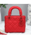 Dior Mini Lady Dior Top Handle Bag in Ultra-Matte Cannage Calfskin Red 2019