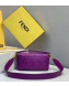 Fendi Baguette Medium FF Logo Lambskin Flap Bag Purple 2019