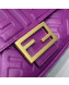 Fendi Baguette Medium FF Logo Lambskin Flap Bag Purple 2019