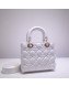 Dior Lady Dior Bag 20cm in Cannage Lambskin White 2019