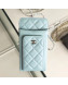 Chanel Quilted Lambskin Vertical Phone Holder/Classic Clutch with Chain AP0990 Blue 2019