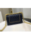 Chanel Quilted Calfskin Chain Small Boy Flap Bag A67085 Navy Blue 2019